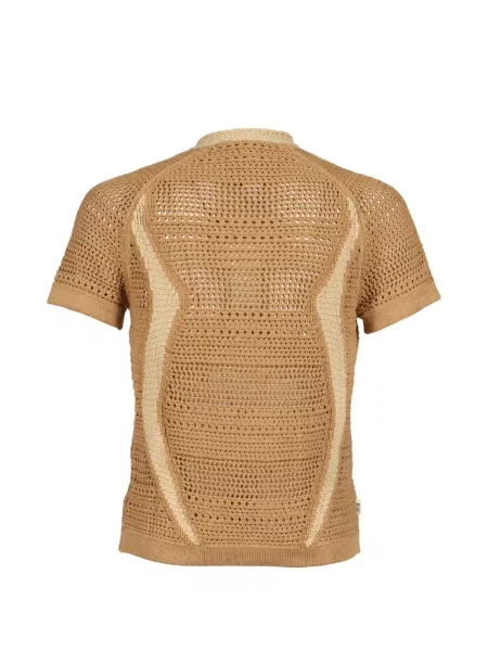 Decupat tricou Adidas tricotate cu decolteu rotund alb