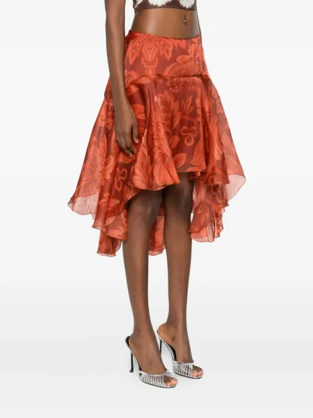 Fustă Etro cu model floral cu imagine portocaliu
