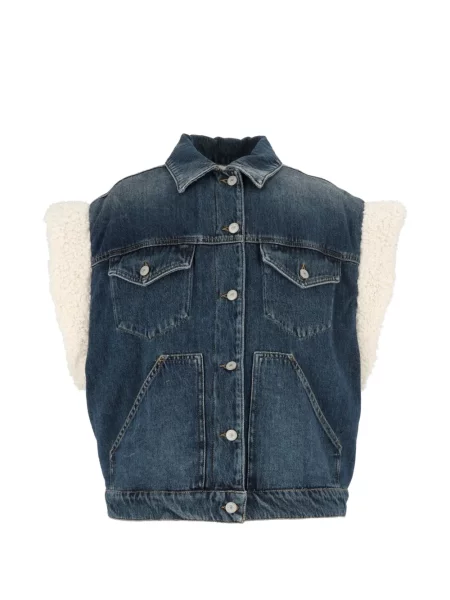 Vestă denim Dondup din piele de oaie albastru