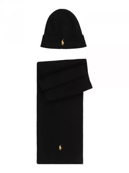 Polo Ralph Lauren caciula si fular din lana maro
