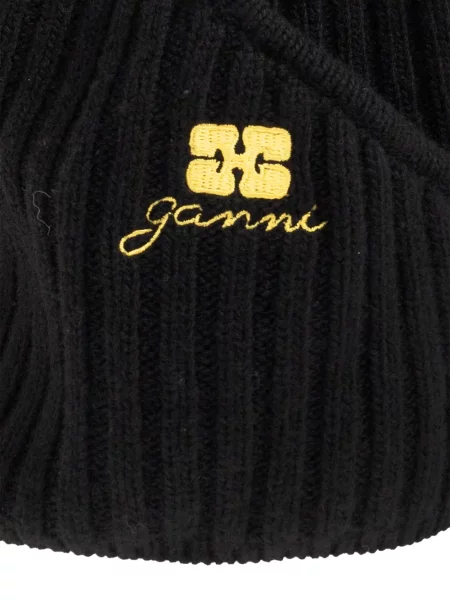 Căciulă Ganni cu broderie negru
