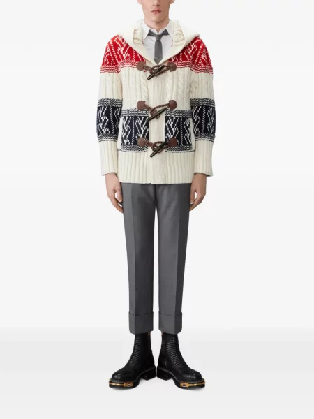 Geacă Thom Browne din cașmir chunky alb