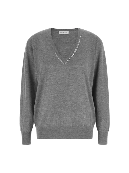 Sweter Dries Van Noten wełniany szary