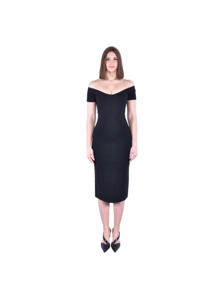 Max Mara Studio Sukienki Kobieta S Dopasowana Sukienka Midi z Gorsetową Górą czarny