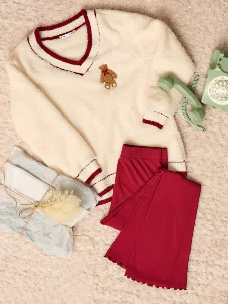 Піжамний комплект із двох предметів кремовий