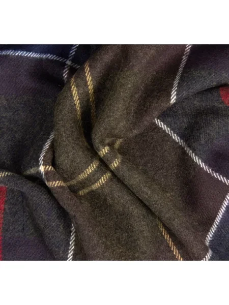 Lniana szal Barbour w kratę zielona