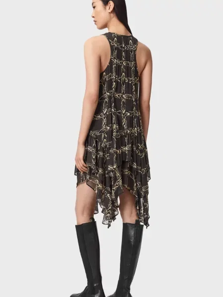 Платье Allsaints с принтом черное