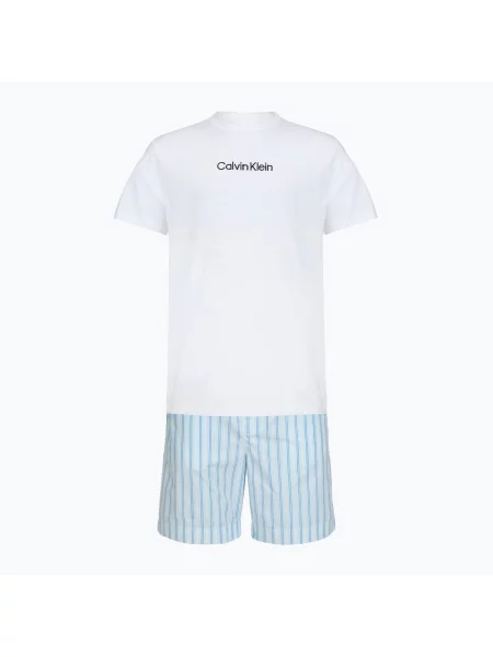 Piżama Calvin Klein classic white top/aurora stripe biała