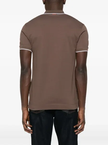 Polo Zegna cu broderie maro