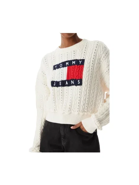 Dzianinowy sweter Tommy Jeans biały