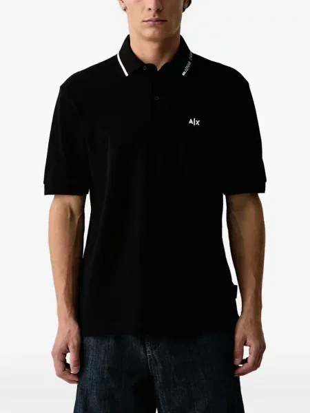 Tricou polo Armani Exchange cu broderie negru