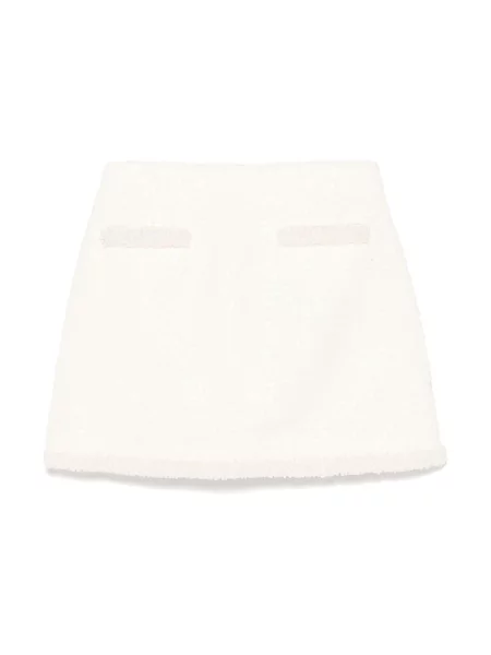 Mała mały spódnica mini Self-portrait z perełkami beżowa