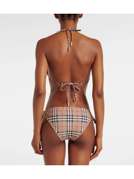 Bikini Burberry în carouri bej