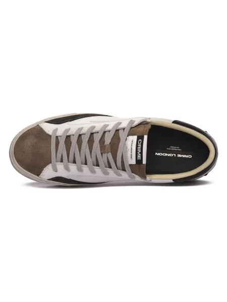 Crime London DISTRESSED sneakers pentru bărbați din piele alb