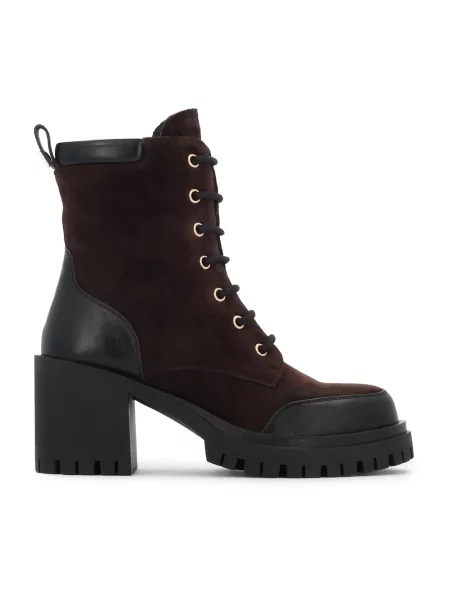 Lniane buty do kostki Kazar brązowe