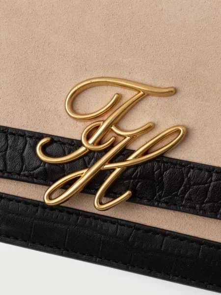Tommy Hilfiger чанта crossbody дамска от велур SCRIPT бежово