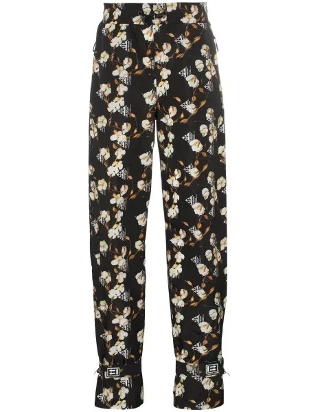 Pantaloni de jogging Off-white cu model floral alb