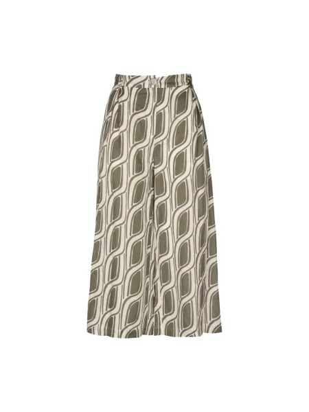 Lniane wielobarwność spodnie Liu Jo o krotszym kroju zielone