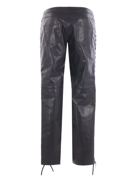 Pantaloni Isabel Marant cu șireturi din piele negru
