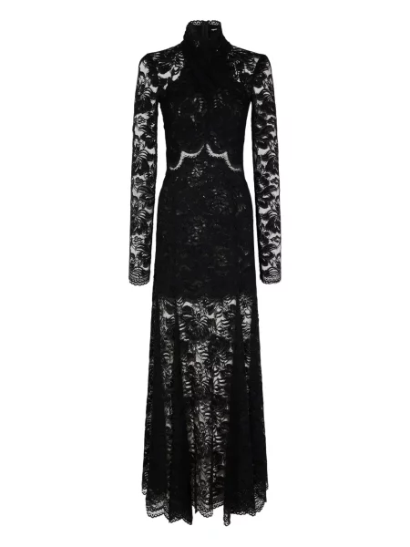 Rochie maxi Rabanne din dantelă lungă de costum negru