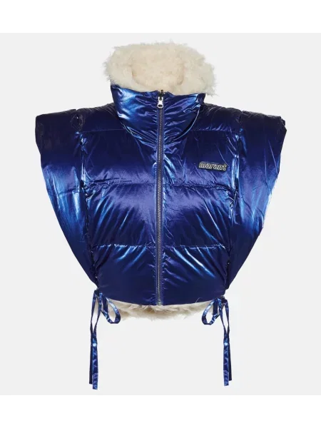 Geacă cu puf Marant Etoile din satin albastru