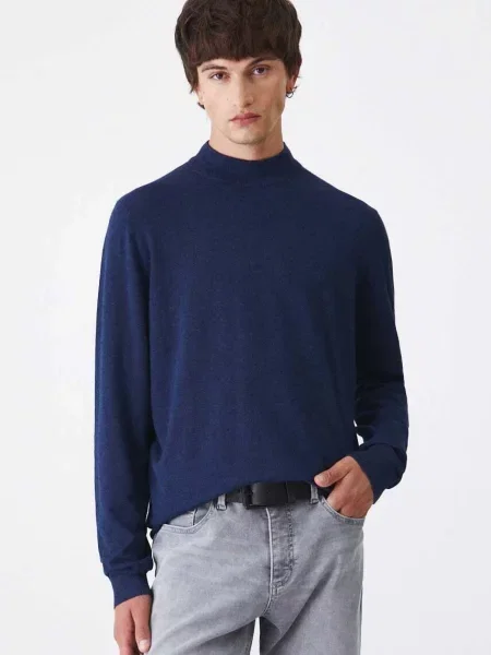 Medicine sweter lekki z półgolfem granatowy