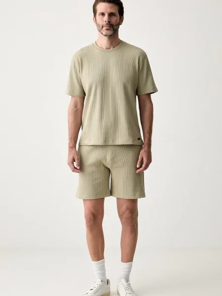 BOSS šortky lounge pánske s bavlnou Structure Shorts zelená