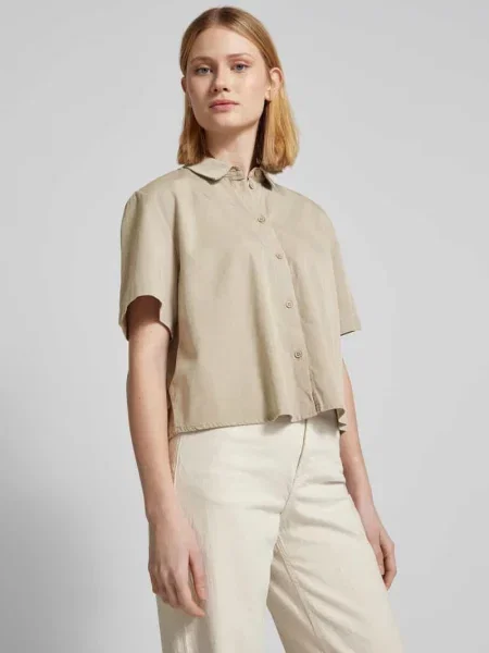 Bluzka o kroju regular fit z listwą guzikową na całej długości Jake*s Casual brązowa