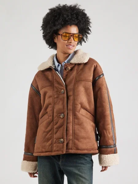 TOPSHOP Geacă de primăvară-toamnă crem / coniac maro