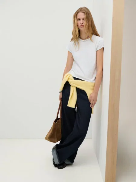 Koszulka z przeszyciami jasnoszary Teen XS MANGO TEEN