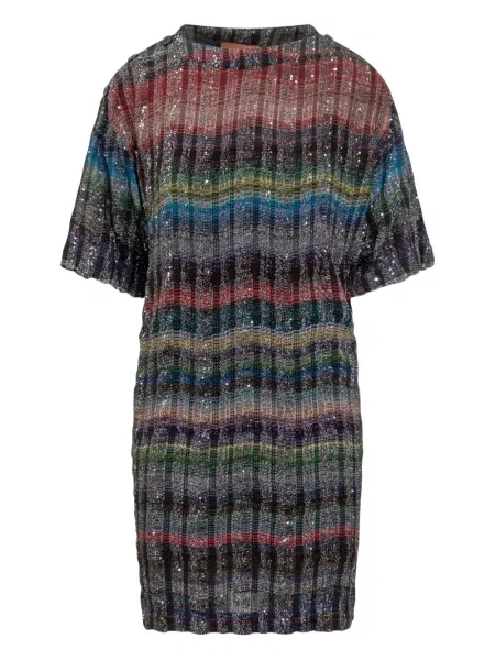 Rochie mini Missoni cu paiete scurtă de costum gri