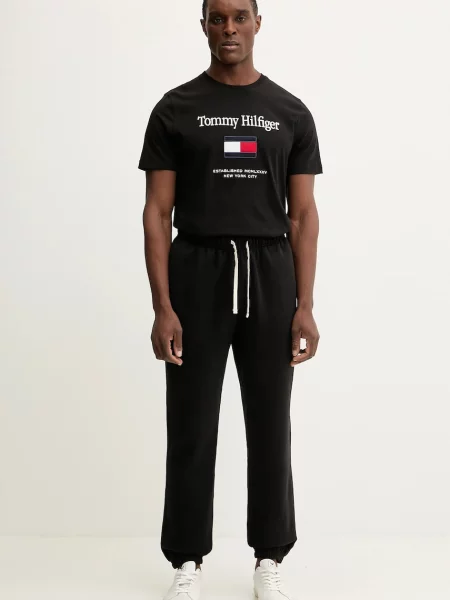 Tommy Hilfiger spodnie dresowe melanżowe czarny