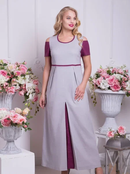 Лляна Сукня міді All Posa сірий