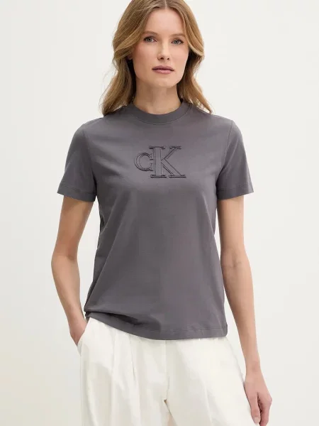 Тениска Calvin Klein Jeans сиво