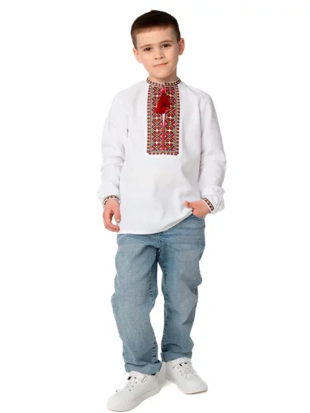 Лляна Дитяча Вишита сорочка Folk Moda білий