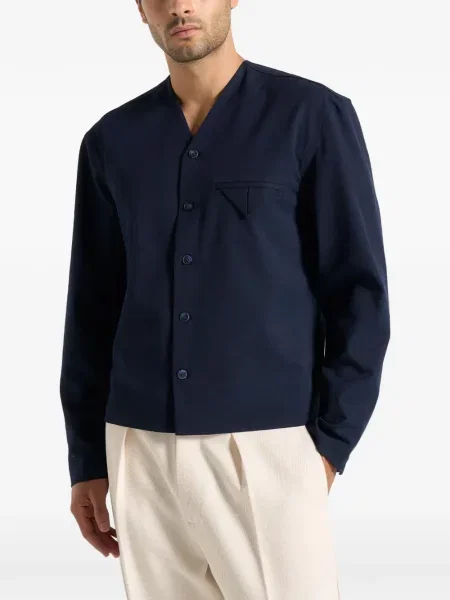 Košile Manière De Voir s výstřihem do v modrá