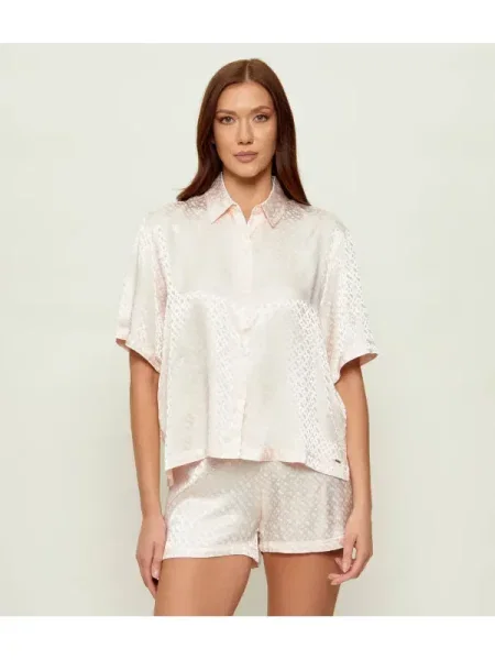 BOSS BLACK De satin top de pijama B Monogram negru