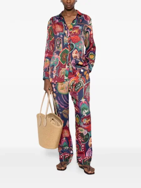 Top Farm Rio cu model floral cu imagine albastru