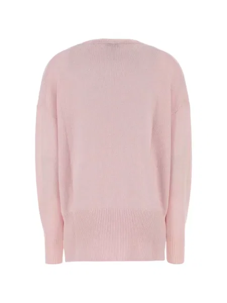 Lung pulover Jil Sander cu decolteu rotund roz