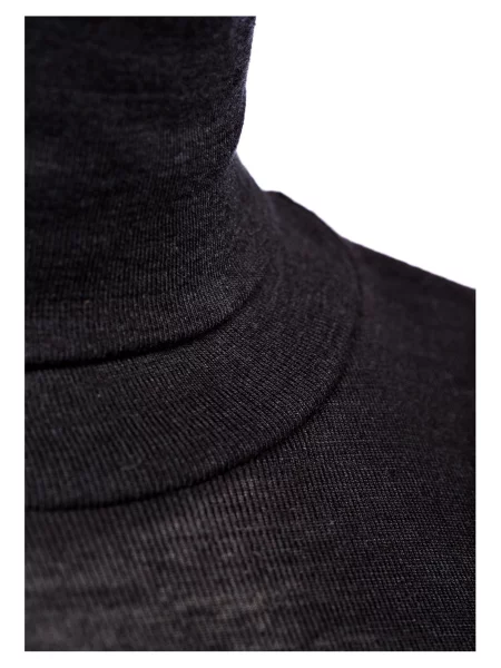 Hanro Tričko S Rolákem Woolen Silk Z Merino Vlny S Hedvábím černá