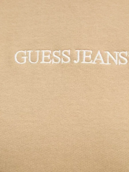 Свитер Guess Jeans с капюшоном с аппликацией бежевый