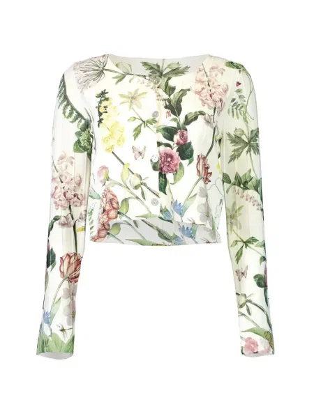 Cardigan Cara Cara cu model floral alb