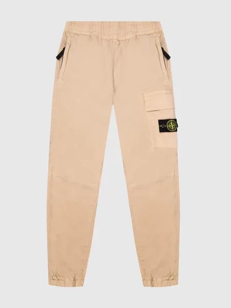 Дитячі джогери з патчем логотипа Stone Island бежеві