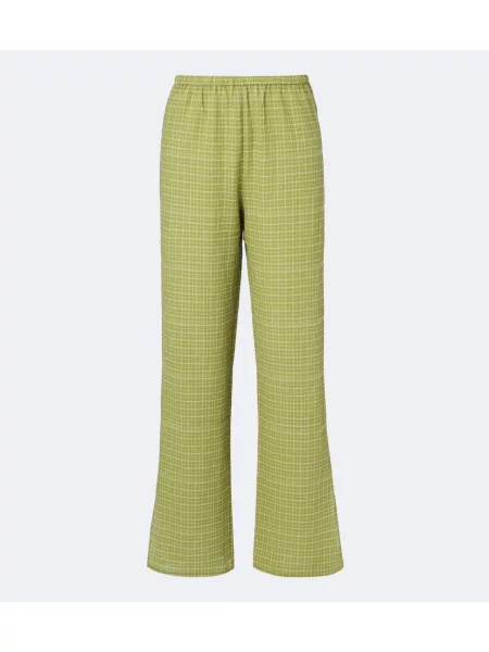 Pantaloni Asceno în carouri verde