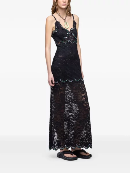 Rochie Rabanne cu paiete din dantelă negru