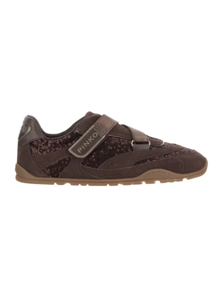 Sneakersy Pinko skórzane brązowe