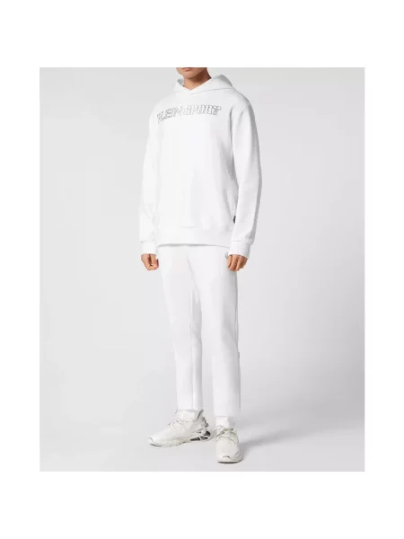 Bluza sportowa Plein Sport z nadrukiem w tygrysie prążki biała