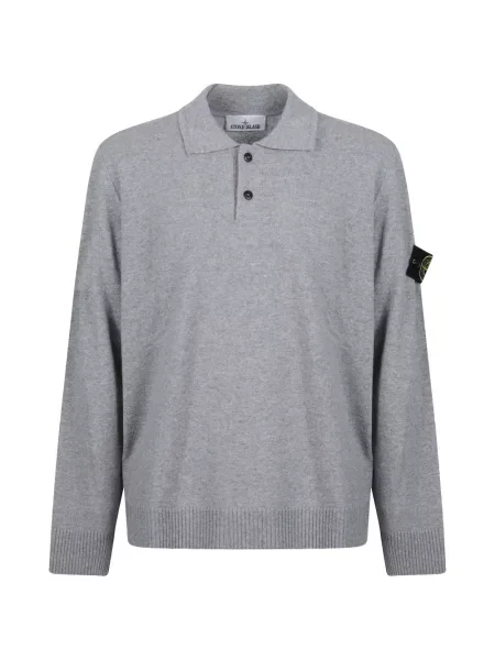 Tricou polo Stone Island cu strasuri gri