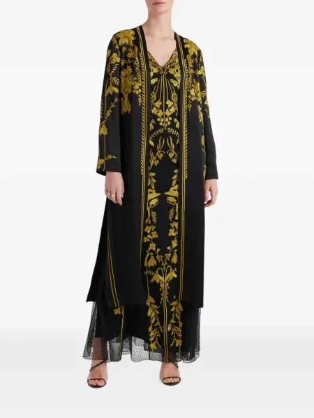 Palton Temperley London cu model floral negru