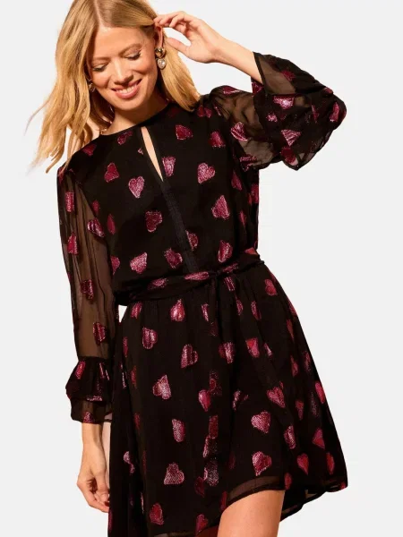 Love & roses Obleka roza / rdeča črna